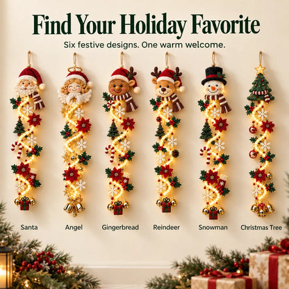 🎄 Glowing Christmas Door Hanger | 6 Festive Lighted Designs with Warm Glow, Dimensional Details & Space-Saving Vertical Décor ✨