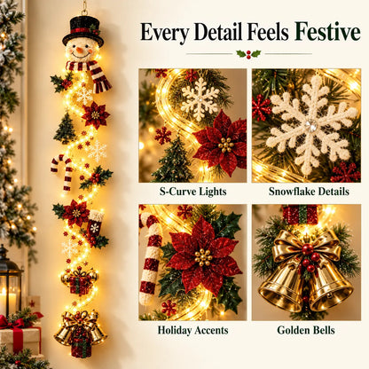 🎄 Glowing Christmas Door Hanger | 6 Festive Lighted Designs with Warm Glow, Dimensional Details & Space-Saving Vertical Décor ✨